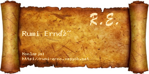 Rumi Ernő névjegykártya