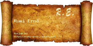 Rumi Ernő névjegykártya